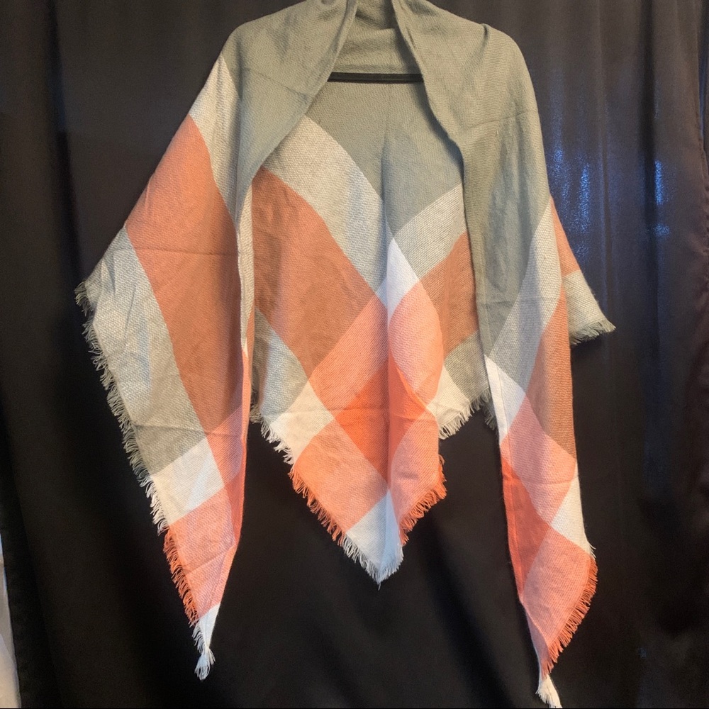 Orange and light grey triangle scarf